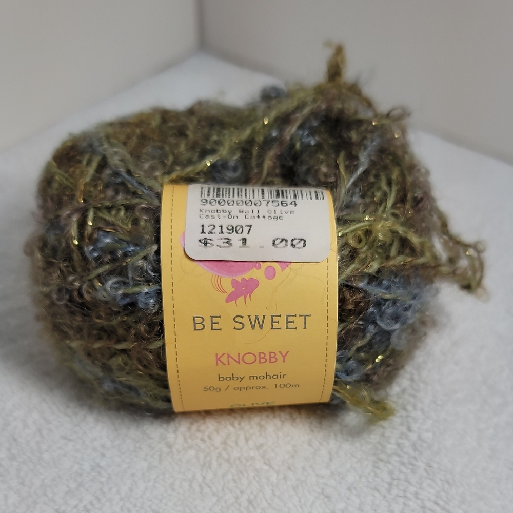 Be Sweet Knobby Baby Mohair Yarn - Olive and Blue